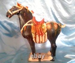 Vintage 14 Chinese Tang Dynasty-style Sancai Glazed Pottery Horse Figurine