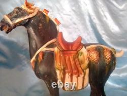 Vintage 14 Chinese Tang Dynasty-style Sancai Glazed Pottery Horse Figurine