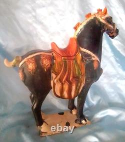 Vintage 14 Chinese Tang Dynasty-style Sancai Glazed Pottery Horse Figurine