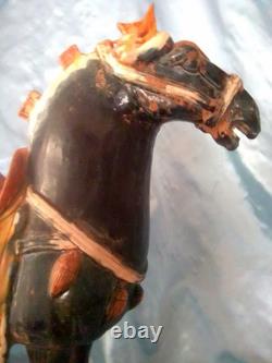 Vintage 14 Chinese Tang Dynasty-style Sancai Glazed Pottery Horse Figurine