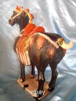 Vintage 14 Chinese Tang Dynasty-style Sancai Glazed Pottery Horse Figurine