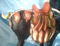 Vintage 14 Chinese Tang Dynasty-style Sancai Glazed Pottery Horse Figurine