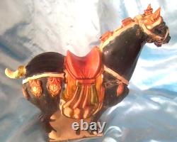Vintage 14 Chinese Tang Dynasty-style Sancai Glazed Pottery Horse Figurine