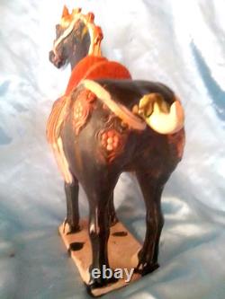 Vintage 14 Chinese Tang Dynasty-style Sancai Glazed Pottery Horse Figurine