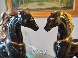 Vintage 17 3/4 Ceramic California Pottery USA Horse Figurines Rare Pair