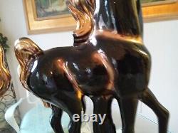 Vintage 17 3/4 Ceramic California Pottery USA Horse Figurines Rare Pair