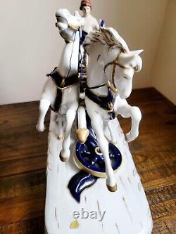 Vintage 1918-1945 Royal Dux Czechslovakia Chariot Rider Horses Statue Large 16