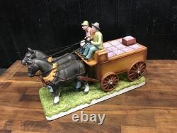 Vintage 1950s Japan Ceramic Horse Drawn Delivery Wagon Draft horse Statute