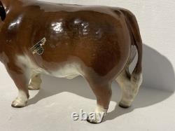 Vintage 1954-1957 Hagen-Renaker DW Hereford DOMINO CERAMIC BULL NEEDS REPAIR