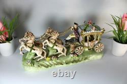 Vintage 1960 French porcelain coach horses princess statue