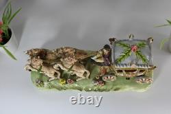 Vintage 1960 French porcelain coach horses princess statue