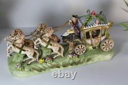 Vintage 1960 French porcelain coach horses princess statue