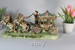 Vintage 1960 French porcelain coach horses princess statue