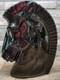 Vintage 1960 Harris Pottery Chicago Black Trojan Horse Head Statue Art Deco