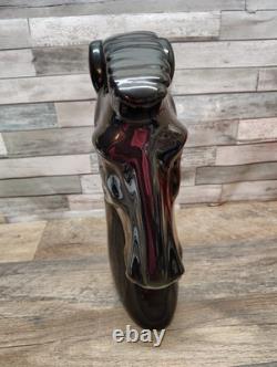 Vintage 1960 Harris Pottery Chicago Black Trojan Horse Head Statue Art Deco