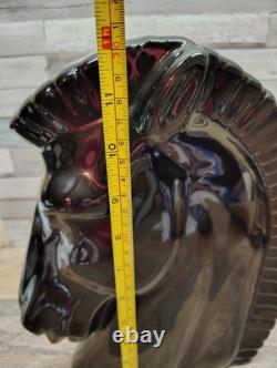Vintage 1960 Harris Pottery Chicago Black Trojan Horse Head Statue Art Deco