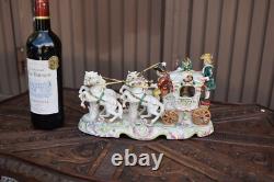 Vintage 1960 porcelain coach carriage statue 4 horses princess