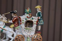 Vintage 1960 porcelain coach carriage statue 4 horses princess