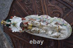 Vintage 1960 porcelain coach carriage statue 4 horses princess