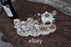 Vintage 1960 porcelain coach carriage statue 4 horses princess