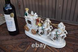 Vintage 1960 porcelain coach carriage statue 4 horses princess