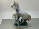 Vintage 1960s Ussr Statue Figurine Girl Horse Porcelain Gzhel Figure Hand Painte