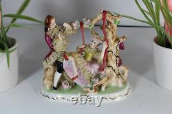 Vintage 1970 german porcelain lace romantc couple swing statue figurine