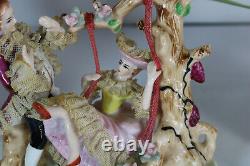 Vintage 1970 german porcelain lace romantc couple swing statue figurine