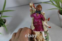 Vintage 1970 german porcelain lace romantc couple swing statue figurine