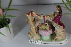 Vintage 1970 german porcelain lace romantc couple swing statue figurine