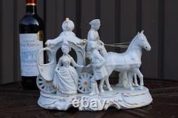 Vintage 1970 porcelain coach horses princess statue sculpture