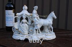 Vintage 1970 porcelain coach horses princess statue sculpture