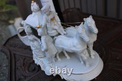 Vintage 1970 porcelain coach horses princess statue sculpture