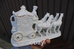 Vintage 1970 porcelain coach horses princess statue sculpture
