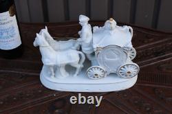 Vintage 1970 porcelain coach horses princess statue sculpture