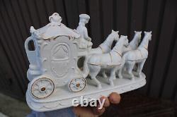 Vintage 1970 porcelain coach horses princess statue sculpture