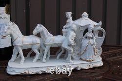 Vintage 1970 porcelain coach horses princess statue sculpture