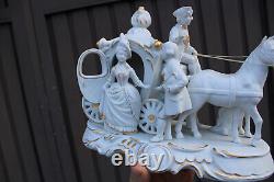 Vintage 1970 porcelain coach horses princess statue sculpture