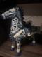 Vintage 1970's Chinoiserie Prancing Horse Blue & White Statuette Large Figurine