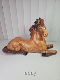 Vintage 1980 Ceramic Horse Figurine Reclining Equestrian Sculpture Collectible