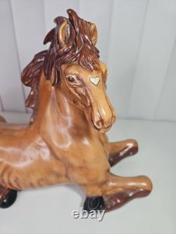Vintage 1980 Ceramic Horse Figurine Reclining Equestrian Sculpture Collectible