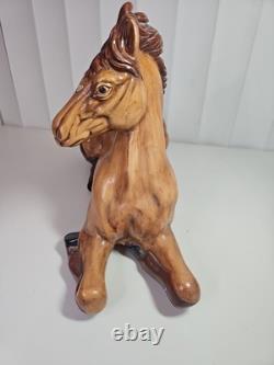 Vintage 1980 Ceramic Horse Figurine Reclining Equestrian Sculpture Collectible