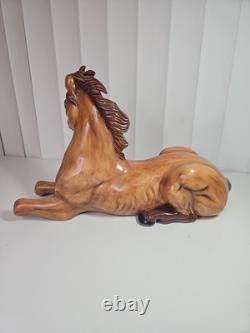Vintage 1980 Ceramic Horse Figurine Reclining Equestrian Sculpture Collectible