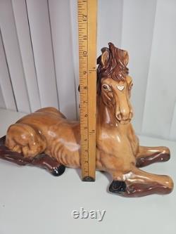 Vintage 1980 Ceramic Horse Figurine Reclining Equestrian Sculpture Collectible