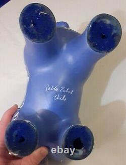 Vintage 70s Pablo Zabal Chile LARGE Pottery Art Ceramic Porcelain Horse BLUE ZOO