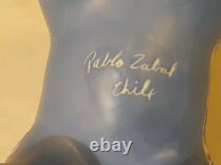 Vintage 70s Pablo Zabal Chile LARGE Pottery Art Ceramic Porcelain Horse BLUE ZOO