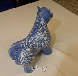 Vintage 70s Pablo Zabal Chile LARGE Pottery Art Ceramic Porcelain Horse BLUE ZOO