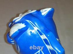 Vintage 70s Pablo Zabal Chile LARGE Pottery Art Ceramic Porcelain Horse BLUE ZOO