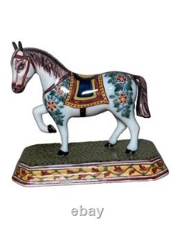 Vintage'86 Royal Tichelaar Makkum Delft Polychrome Horse Figurine Dutch Holland