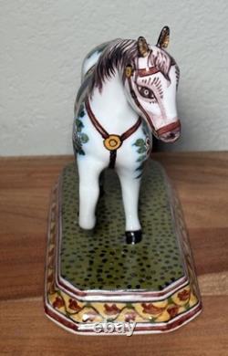 Vintage'86 Royal Tichelaar Makkum Delft Polychrome Horse Figurine Dutch Holland